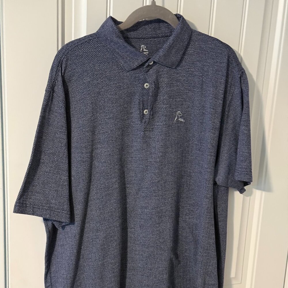 Rhoback Polo Shirt Mens XXL Black Herringbone Performance Golf Athletic Stretch